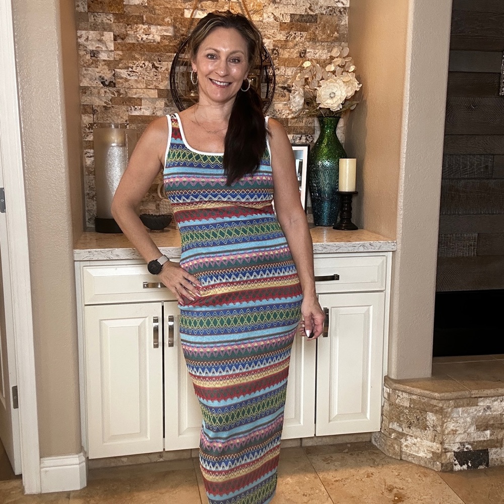 Multicolor Sleeveless Maxi Dress